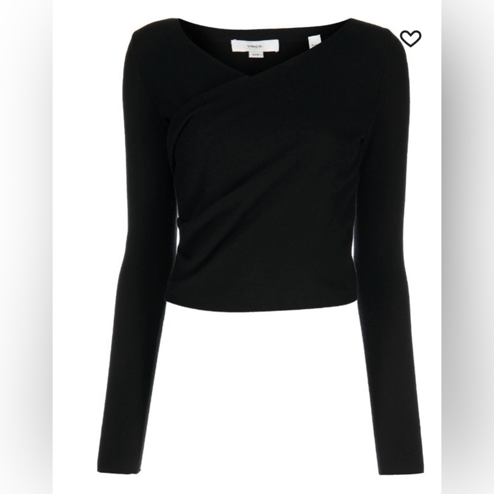 Vince Cashmere Wrap Front V-neck pullover Sweater in Black L